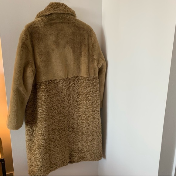 NEXT Direct Olive Green Longline Faux Fur Teddy Borg Mix Coat Size US 10 - Picture 11 of 16